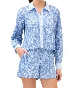 NEW ALLISON phoebe cropped boxy top in blue steel